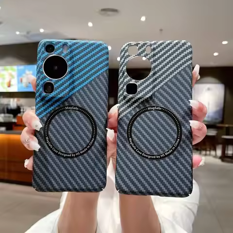 For Huawei P60 P50 P40 P30 Pro Case Hard carbon fiber Magnetic Slim Protective Back Cover Case For H