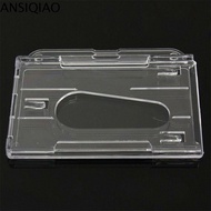 ANSIQIAO 10Pcs Horizontal Transparent Clear ID Card Plastic Card Holder Case Cover Enclosed Oyster