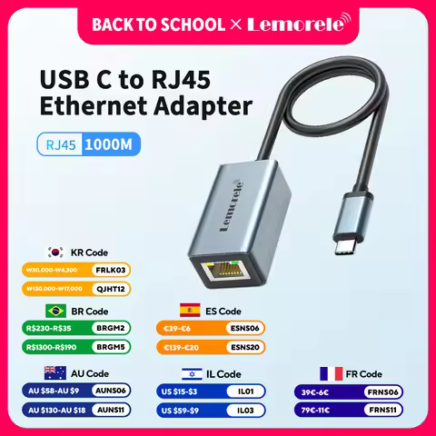 Lemorele TC48 USB3.0 Ethernet Network Adapter for Macbook USB C to RJ45 Ethernet Adapter for PC Lapt