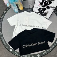 ORIGINAL Calvin Klein 100% Short sleeve shirt men Round neck man Women Loose Summer White tshirt CK 