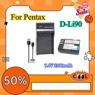 2300mAh D-Li90 Battery Charger For Pentax K01 K1 K3 K5 K5D K7 K7D 645D 645Z K12 K52S K52 K32 K33 K-1