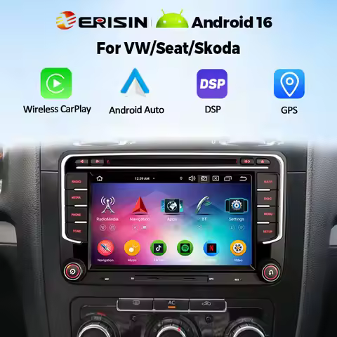 Erisin ES6535V 7" DSP Android 16 Car Stereo CarPlay Auto DVD GPS 4G BT WiFi for VW Golf Passat Tigua