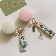 ins For Baseus Bowie E19 / E16 Case Fashion Canvas keychain Pendant Silicone Earphone Cover For Base