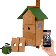 dobar Large Wooden Nesting Box Pointed Roof Including HD WiFi Camera and App with Interchangeable En