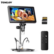 TOMLOV DM9 Max 10.1" HD IPS HDMI Digital Microscope 1500X 20MP Coin Microscopio Magnifier Soldering 