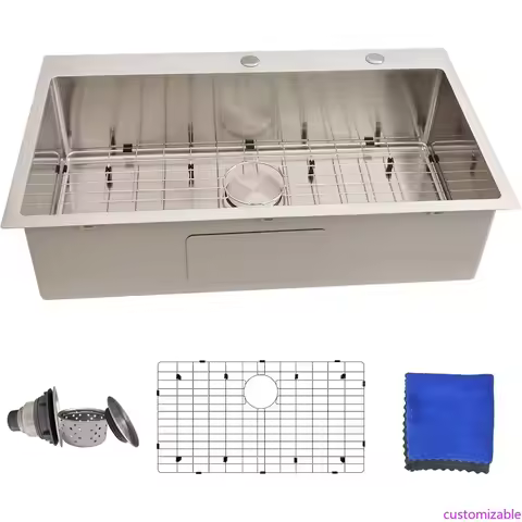 33x19 Drop in Kitchen Sink - 16 Gauge Stainless Steel Sinks Top Mount, 33 Inch Drop in Kitchen Sink 