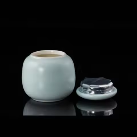 Blue Airtight 30g Matcha Caddy Porcelain Mini Tea Empty Storage canister Matcha Powder Tea Can Sugar