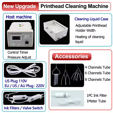 With Heater Printhead Cleaning Machine solve Ink Unclog For Epson XP600 i3200 i1600 L1800 TX800 DX5 