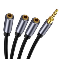 電腦耳機分配共享線 一公三母3.5mm音頻延長線一分三情侶線3段式
