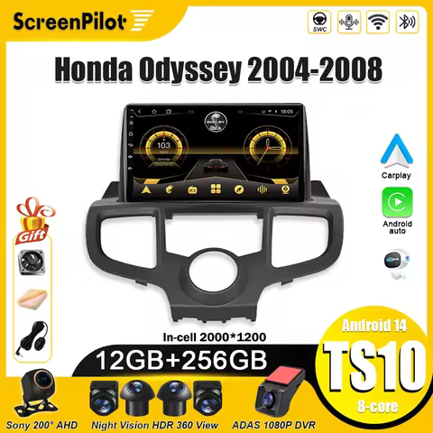 Android 16 For Honda Odyssey RB1 2004 - 2008 Multimedia Video Player Carplay Mirror Link Intelligent