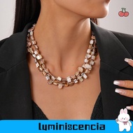 LUMINISCENCIA Colorful Necklace, Irregular Elegant Beaded Necklace, Fashion Exaggerate Double-layer 