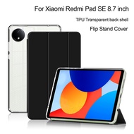 TPU Transparent Case For XiaoMi Redmi Pad SE 8.7 inch 2024 Flip Stand PU Protective Cover For RedMi 