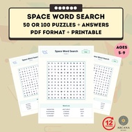 [PDF] Space Word Search for Kids | Printable Galaxy Puzzle Book + Answers
