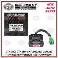 RECTIFIER & REGULATOR - DEMAK - DTM 200 (4 WIRE)/ DTM 150/ SKYLINE 200/GT250/ DZM 200 (NEW VERSION) 