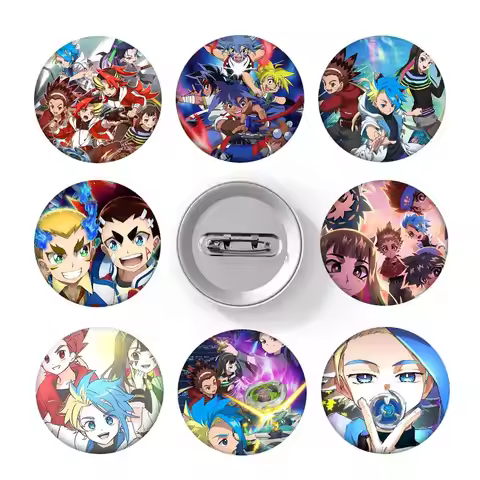 Anime Beyblade X Round Badge Creative Brooch Clothing Backpack Accessories Lapel Pin