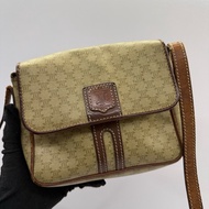 CELINE 賽琳 棕色PVC帆布斜背包 MACADAM VINTAGE