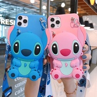 OPPO Find X2 X2Series X2PRO X2lite X2neo X3pro X3 R11 R11plus R11S plus R15pro R17pro R17 Cartoon Stitch silicone wallet mobile phone case Cute Backpack Lanyard Mobile phone protection sleeve Anti dropping shell of creative mobile phone