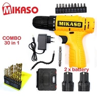 Pembelian Terbaik Set Value MIKASO Cordless Drill 12Volt Combo Set 30in1 Two Battery 11 Screw Bits,1