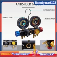 Refrigerant Charging Manifold Gauge Conditioning Tool 4-Way Dual-Value Pressure Gauge for R22/R134a/