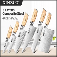 Murah Kitchen Chef 6Pcs Set Knife Clad Steel Stainless Steel Chef