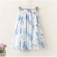 8725 People Include List📖Girls Chiffon Skirt Summer Ink New Style Printed Middle Big Children All-Ma