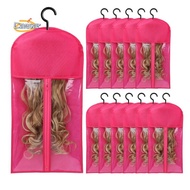 【caesarA8】12PCS Wig Holder Wig Storage Wig Bags Storage with Hanger Hair Extension Holder Wig Holder