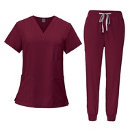 Vaveren Women's Scrub Set, Scrubs Nursing Uniforms Professional Scrub Top and Pants V Neckline Nurse