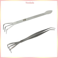 Yoo 2-in-1 Gardening Rake Spatula 3-Prong Stainless Steel Loosen Soil Root 9 6 inch