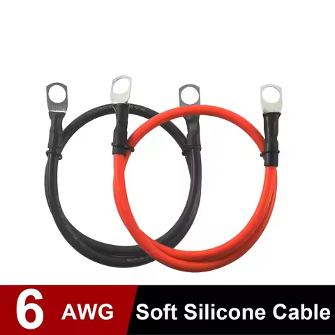 16mm2 Battery Inverter Cable Tinned Copper Wires Connector 6AWG 20cm 30cm 50cm Solar Power Connectio