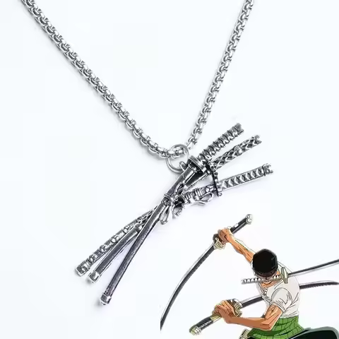 One Piece Roronoa Zoro Santōryū Hip hop Necklace handsome Titanium steel Pendant ornaments personali