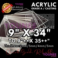 9 x 34 to 9 x 35 ++ inches acrylic sheet with 2mm, 3mm 4mm and 5mm / transparent akrilik