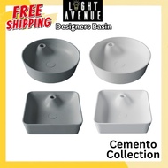 Vera Ceramica Basins - Cemento Collection Design Console Basin Atomic Grey / Matte White Color