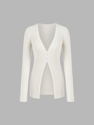 Cider Cream V-neck Button Knitted Cardigan