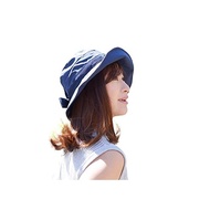 Japanese UV Cut Women's Cap Navy Contact Cool Water Processing Size Adjustable Building Folding Cap Hat Sunset Heat