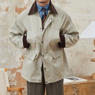 Mr. Lusan Retro Kaji Waterproof Trench Coat Autumn and Winter Leisure Mens Corduroy Lapel Jacket Fas