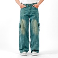 Gizmo - Barba Urban Denim Long Korean Style Unisex Baggy Jeans Cargo Pants