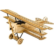 3D Wooden Puzzles DIY Fokker DR1 Triplane Model Aircraft Kit, Laser Cut Balsa Wood Model Airplane Ki