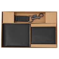 COACH Card Holder Key Ring Short Clip Gift Box Set Lychee Pattern Genuine Leather Wallet Men 64118 B