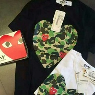 Men M Japan CDG Play Tee Shirt Black With Camouflage heart