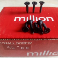 MILLION GYPSUM SCREWS AVAILABLE IN SIZES 3/S 4", 1", 11⁄4", 11⁄2", 2 PRICE 1PK WEIGHT 500gr