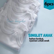 PROMO ISI 6PCS KAOS DALAM ANAK WARNA PUTIH USIA 1 -11 TAHUN / SINGLET ANAK