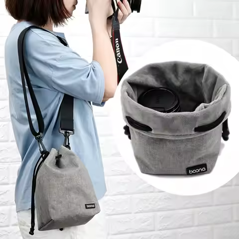 Camera Bag Backpack Lens Bag Drawstring Pouch Fleece Waterproof Camera Bag Protect for DSLR Nikon Ca