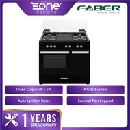 Faber 4 Burners Free Standing Cooker Gas Cooker with 60L Single Knob Gas Oven FISSO 9840G/BK