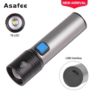 Asafee L31 T6 LED 4000LM LED Flashlight waterproof linterna Built-in battery USB Rechargeable zoomab