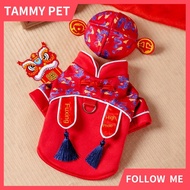 Pawsfun Dog New Year Clothes Pet Retro New Year Hooded Sweatshirt Cat Dog New Year Festive Clothing