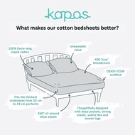 KAPAS LIVING | Duvet Cover Set | 100% ELS Cotton | Bedsheet + Pillowcases | 400TC per square inch (1