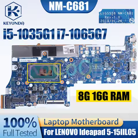 NM-C681 For LENOVO Ideapad 5-15IIL05 Notebook Mainboard i5-1035G1 i7-1065G7 8G 16G 5B20S72477 Laptop