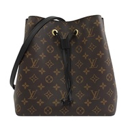 Louis Vuitton LV M44020 Neonoe 經典Monogram花紋肩斜水桶包.黑