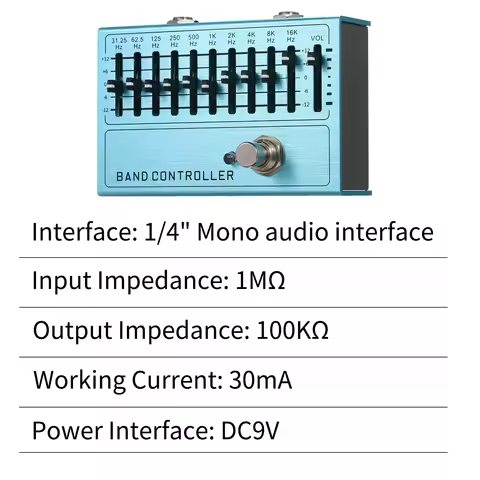 Guitar Effect Pedal 10 Band EQ Guitar Effect Pedal Mini Guitar Equalizer with True Bypass for Guitar