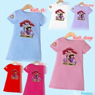 Children's digital printed 3D mushroom house dress korean style 3D DTF cartoon mushroom girl mini dr